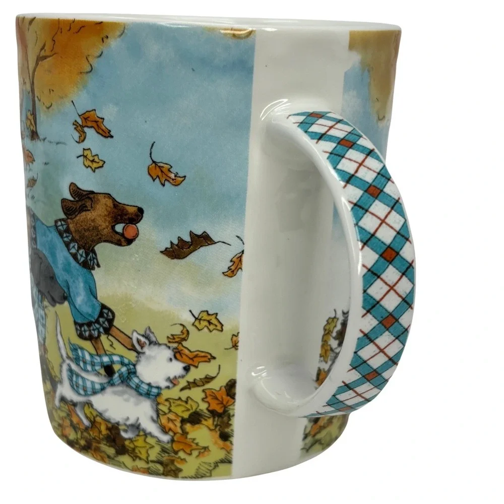 Pier 1 Park Avenue Puppies 22oz Dog Mug Stoneware Autumn Dogs Coffee Tea Cup